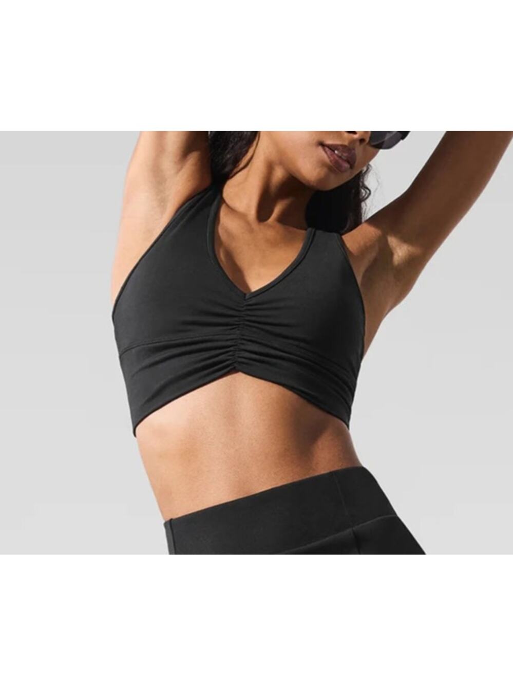 Alo Wild Thing Racerback Ruched Sports Bra Black XS